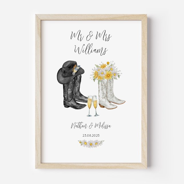 Poster de Boots do Oeste de Casamento (Western Boots Wedding Poster)