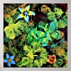 Poster de borboletas e flores