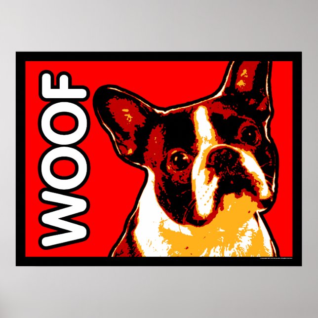 Poster de Boston Terrier WOOF (Frente)