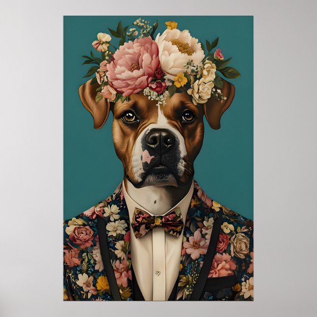 Poster de Boxer de Terno, Retrato de Boxer, Óleo d (Frente)