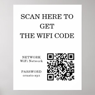 Poster de branco do código QR WiFi - Procurar aces