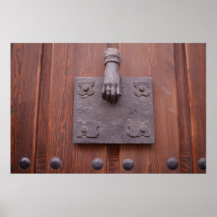 Poster de bronze da aldrava de porta da mão