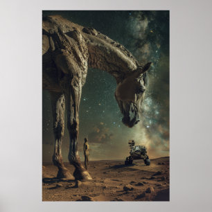 Poster de bronze surreal com cavalos Dali e Gig