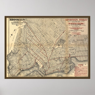 Póster De Brooklyn Cidade Estrada de ferro Empresa mapa