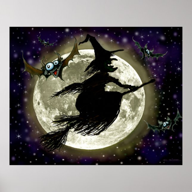 Poster de bruxa e lua cheia (Frente)
