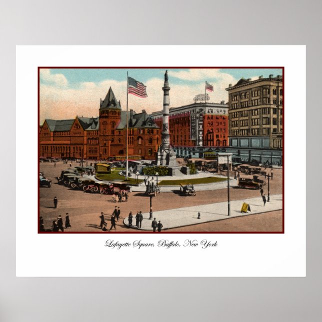 Poster de Búfalo de Vintage na Praça Lafayette (Frente)