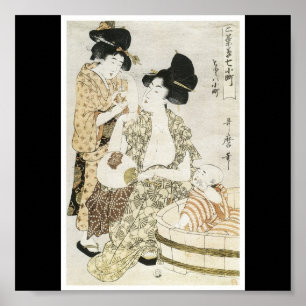 Poster de C. de pintura japonês 1800's adiantado