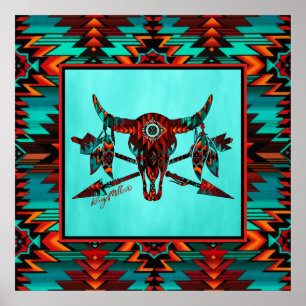 Poster de Cabeça de Buffalo e Setas