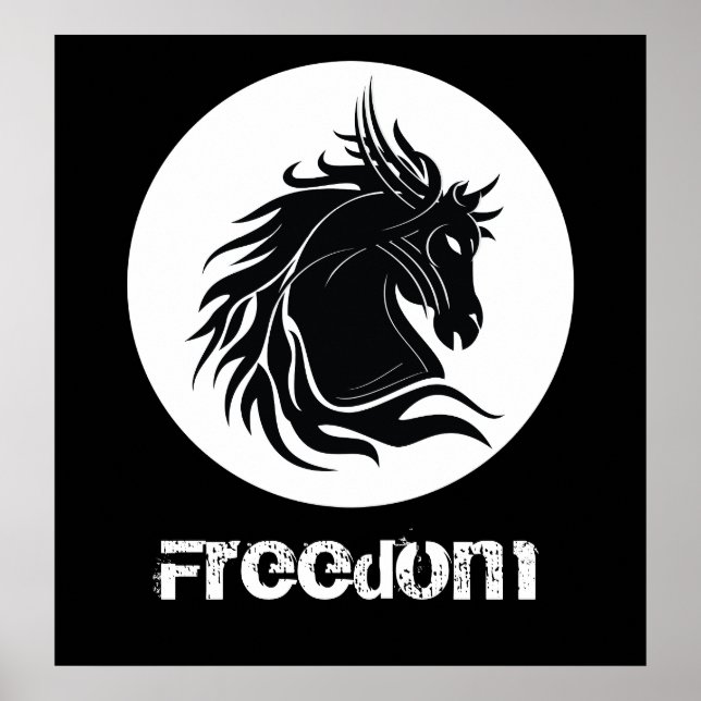 Poster de cabeça de cavalo preto e branco (Frente)