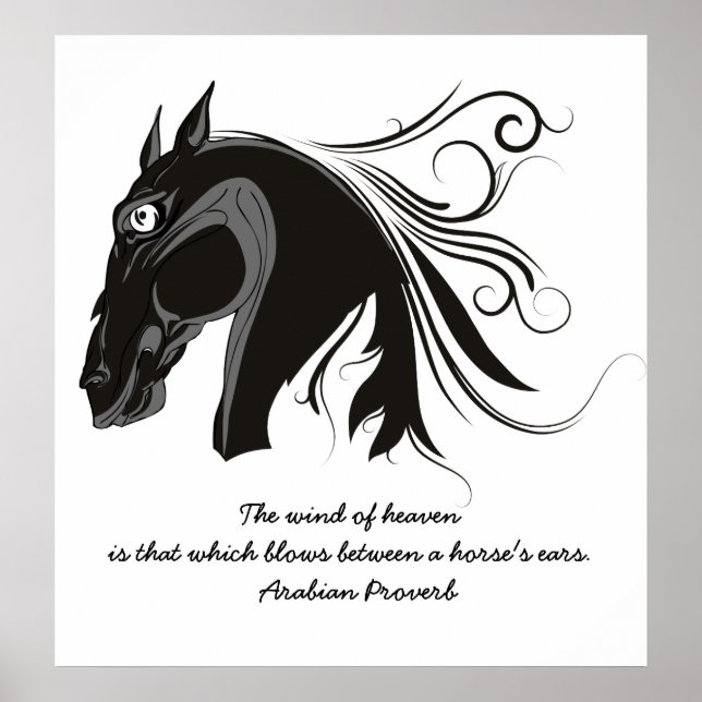 Poster de cabeça de cavalo preto e branco (Frente)