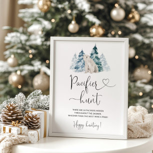 Poster de caça ao chá de fraldas de urso polar P