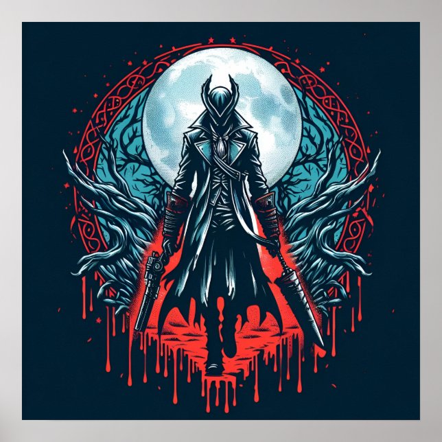 Poster de caçadores de videogames de sangue (Frente)