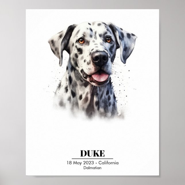 Poster de Cachorro Dalmático Personalizável (Frente)
