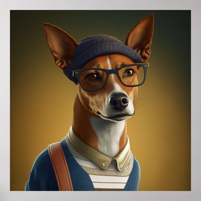Poster de Cachorro Hipster Basenji (Frente)