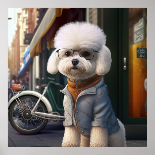 Poster de Cachorro Hipster Bichon Frise (Frente)