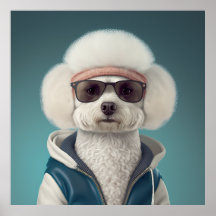 Poster de Cachorro Hipster Bichon Frise
