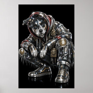 Poster de Cachorro Mosaico Disco   Arte Moderna de