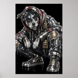 Poster de Cachorro Mosaico Disco   Arte Moderna de