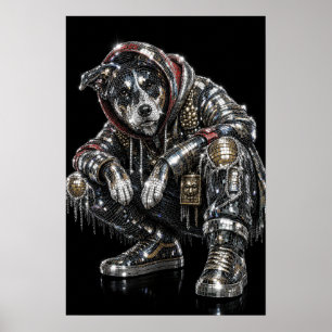Poster de Cachorro Mosaico Disco   Arte Moderna de
