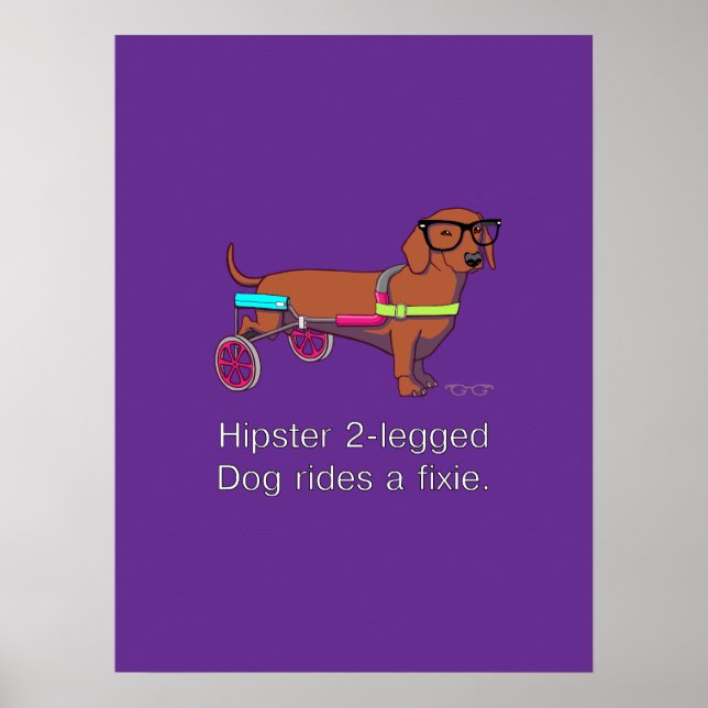 Poster de cães de 2 patas do hipster (Frente)