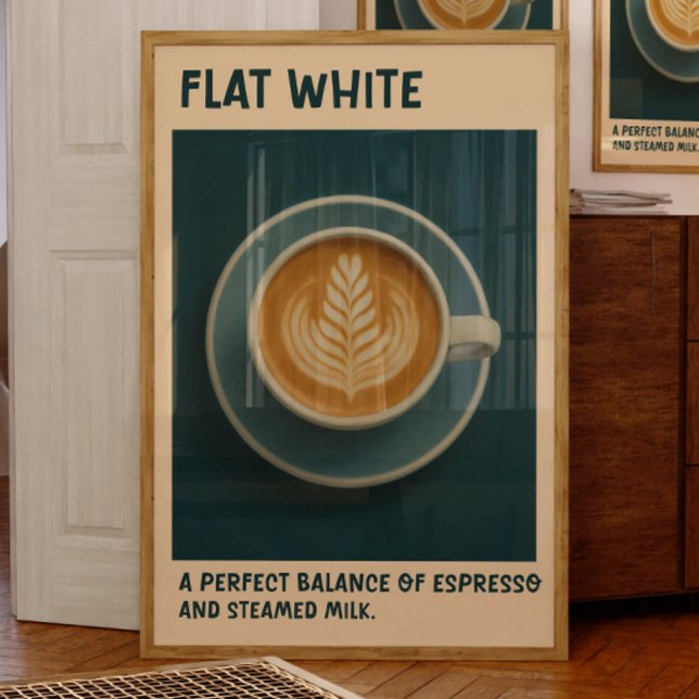 Poster de café branco plano - Impressão de arte re (Criador carregado)