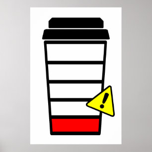 Poster de café, Cafeína Baixa, Bateria Baixa, ICON