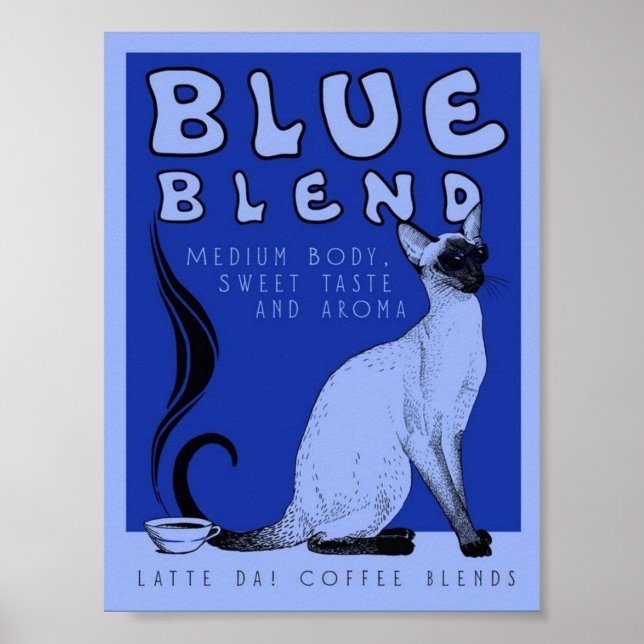 Poster de Café Misturado Azul (Frente)