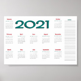poster de calendário 2021