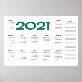 poster de calendário 2021