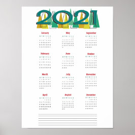 poster de calendário 2021