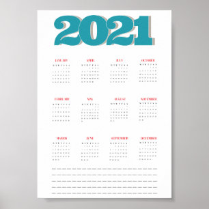 poster de calendário 2021