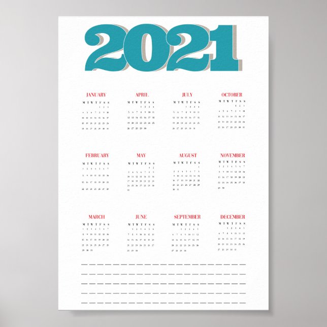 poster de calendário 2021 (Frente)
