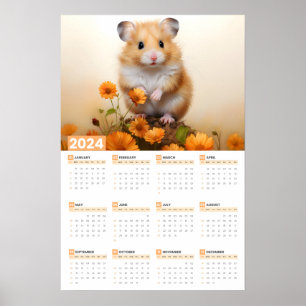 Poster de Calendário 2024 Grande do Hamster