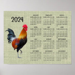 Poster de Calendário Colorida Strutting Rooster 20
