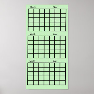 Poster de Calendário de 3 Meses Verde Claro