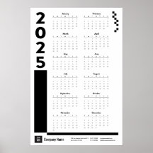 Poster de Calendário de Parede Corporativo 2025 Pr