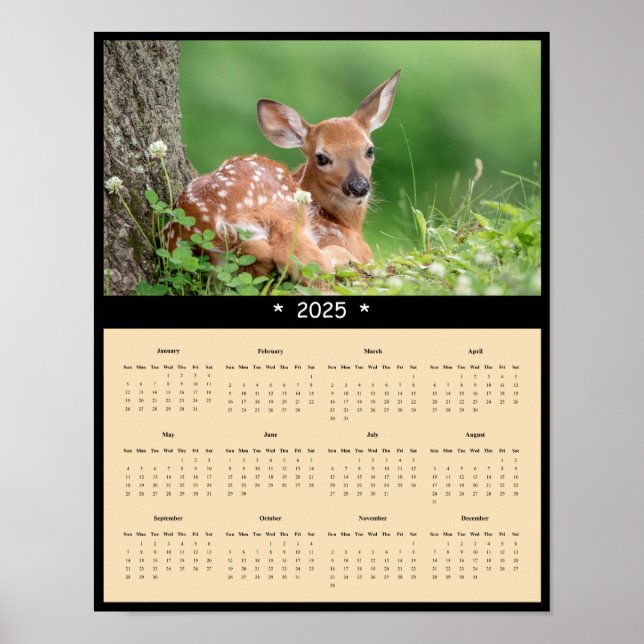 poster de Calendário de Parede de Cervos Brancos e (Frente)