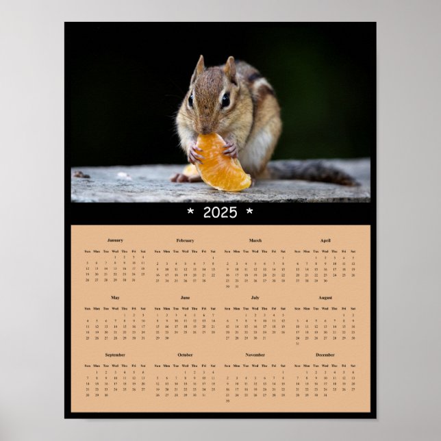 poster de Calendário de Parede do Chipmunk 2025 (Frente)