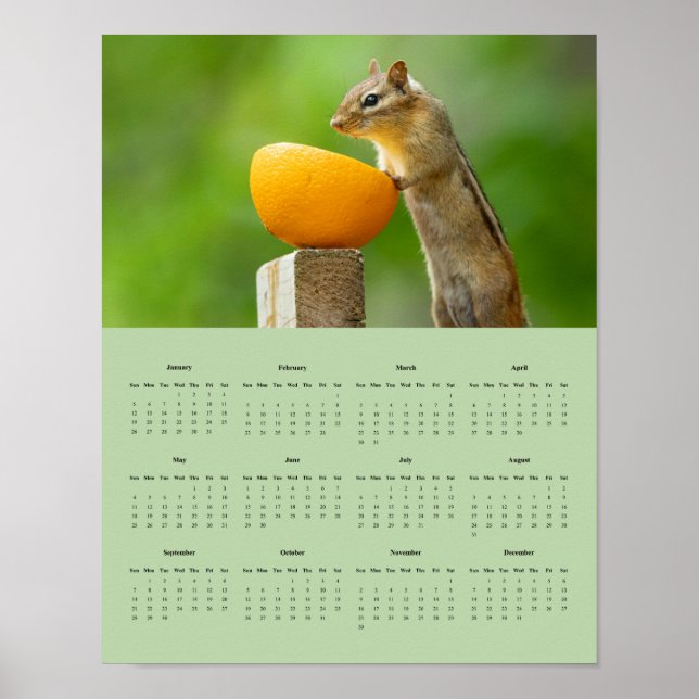 poster de Calendário de Parede do Chipmunk 2025 (Frente)