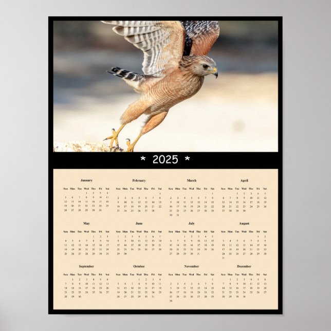 poster de Calendário de Parede Hawk Ocupado Vermel (Frente)