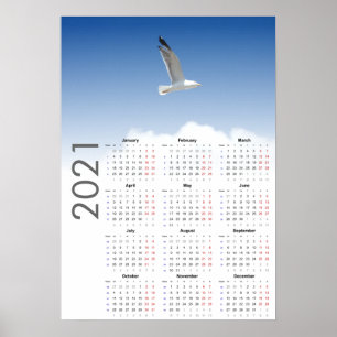 Poster de Calendário de Seagull 2021 - Segunda-fei