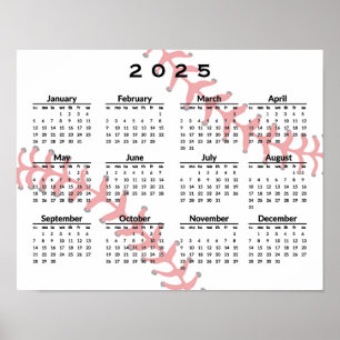 Poster de Calendário do Baseball Design 2025