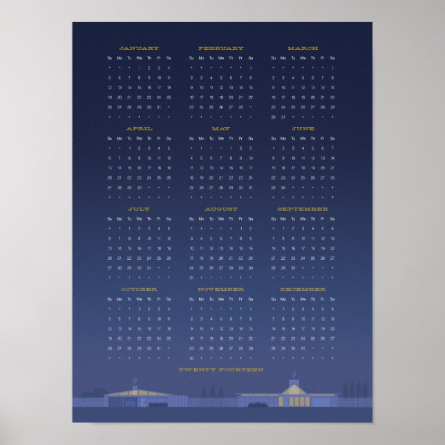 Poster de Calendário do Século médio 2014 (Frente)