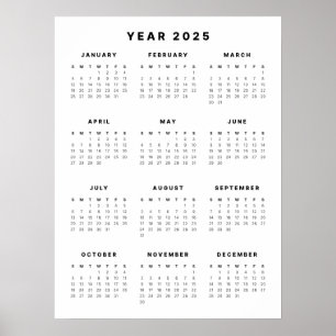 Poster de calendário minimalista 2025