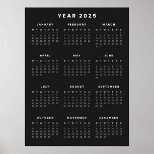 Poster de calendário minimalista 2025