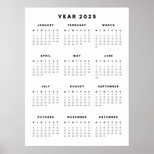 Poster de calendário minimalista 2025