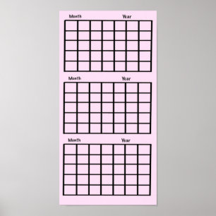 Poster de Calendário Rosa de 3 Meses