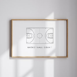 Poster de campo de basquetebol de Watercolor