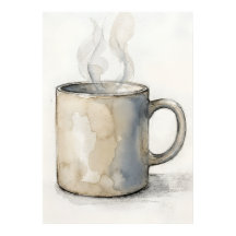 Poster de Caneca de Café em Aquarela | Parede de C