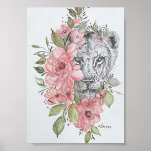 Poster de Canvas de brilho de  Premium Lioness (5x